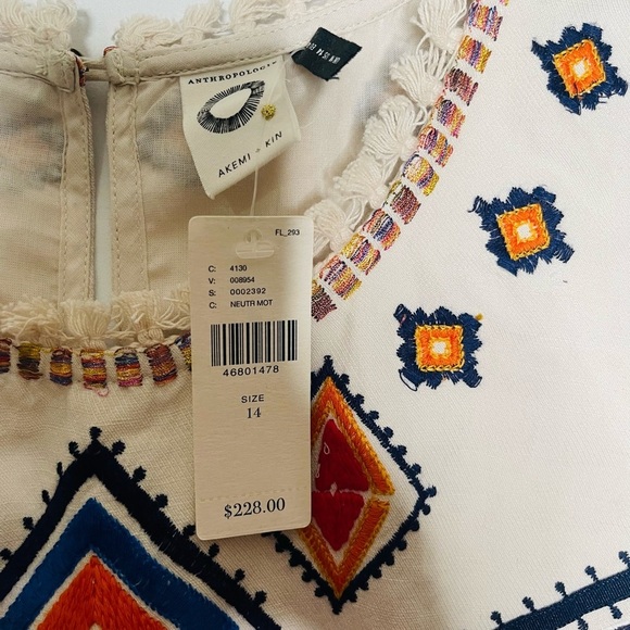 Anthropologie Akemi + Kin Reagan Embroidered Shift Dress Size 14 NWT MS - Picture 4 of 8